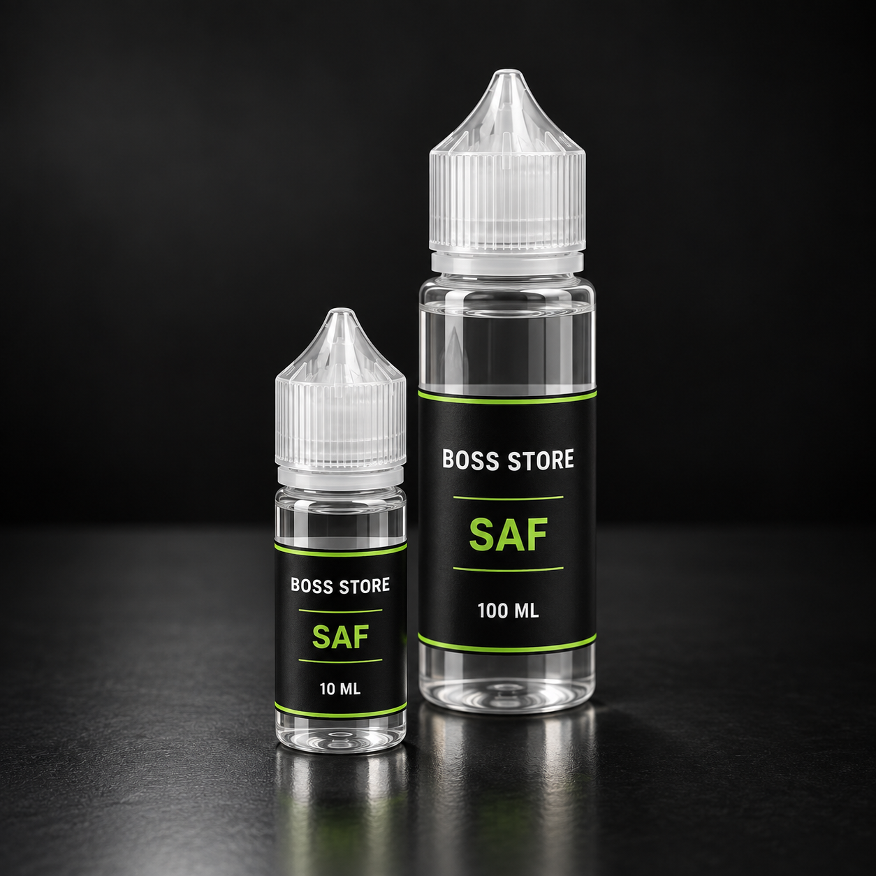 Saf: dolu 10 ml ve 100 ml şişelerin temsili görseli